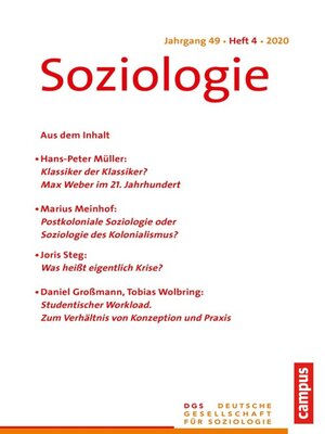 cover image of Soziologie 4/2020